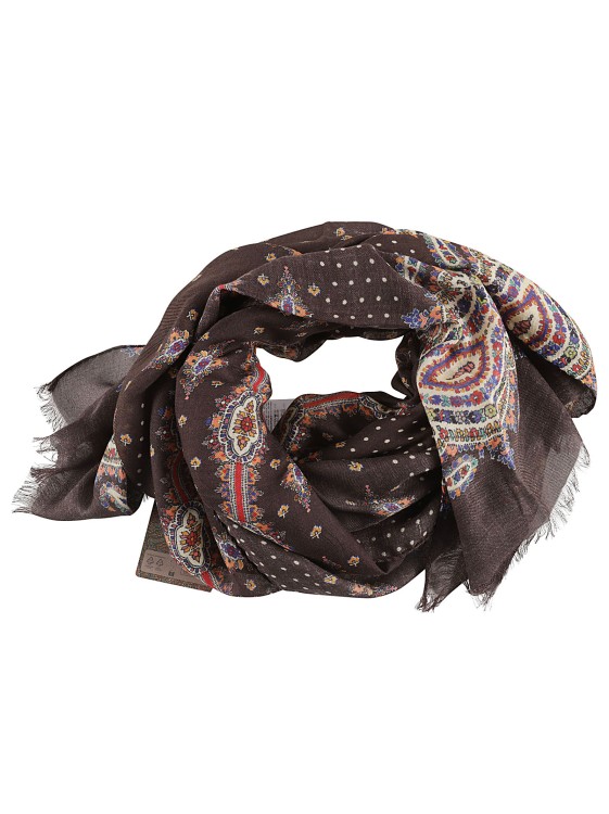 ETRO ABSTRACT-PATTERN PRINT FRAYED-EDGE SCARF