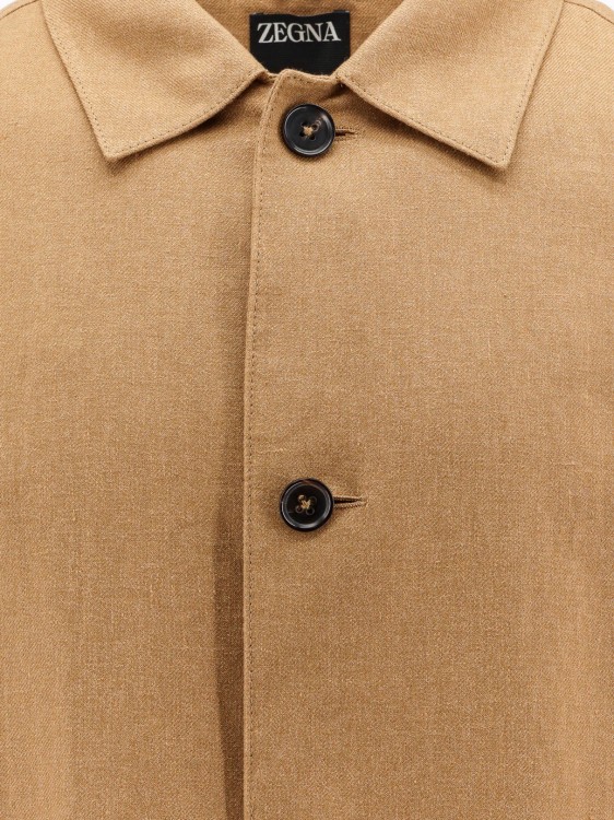 Shop Zegna Linen And Wool Blend Jacket In Brown