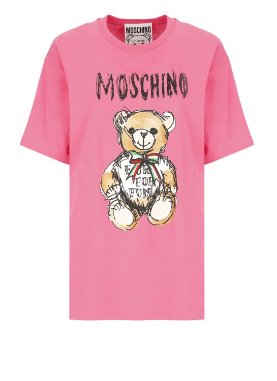 Shop Moschino Drawn Teddy Bear T-shirt In Pink