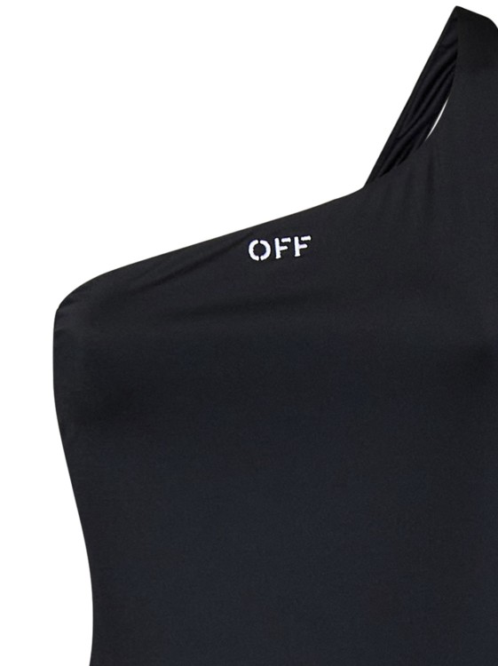 Shop Off-white Black One-shoulder One-piece Swimsuit