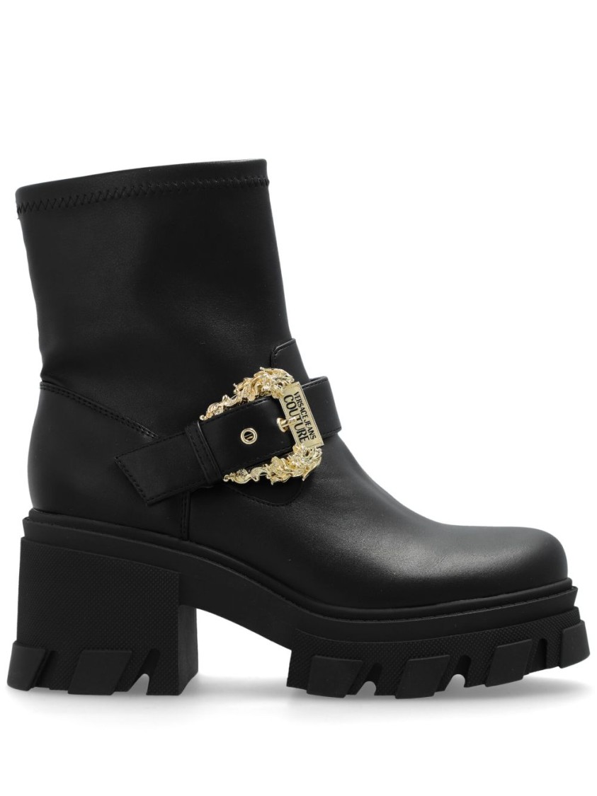 Versace Jeans Couture 'sophie' Block Heel Ankle Boots In Black