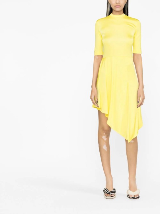Shop Stella Mccartney Asymmetric Yellow Mini Dress In Gold
