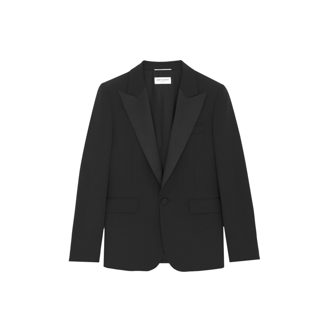 Saint Laurent Black Single-breasted Tuxedo Jacket In Virgin Wool Man In Black