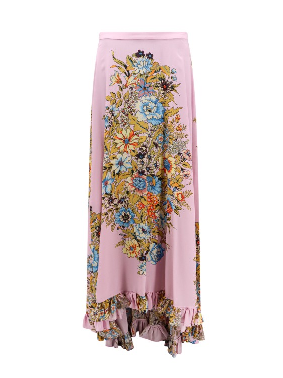 Shop Etro Silk Skirt With Multicolor Print In Pink