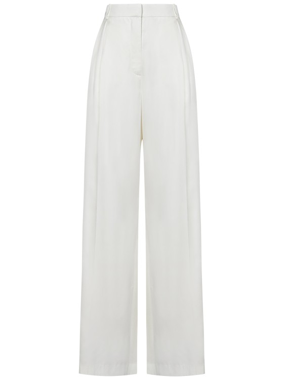 Shop Alexander Mcqueen Wide-leg Ivory Viscose Twill Trousers In White