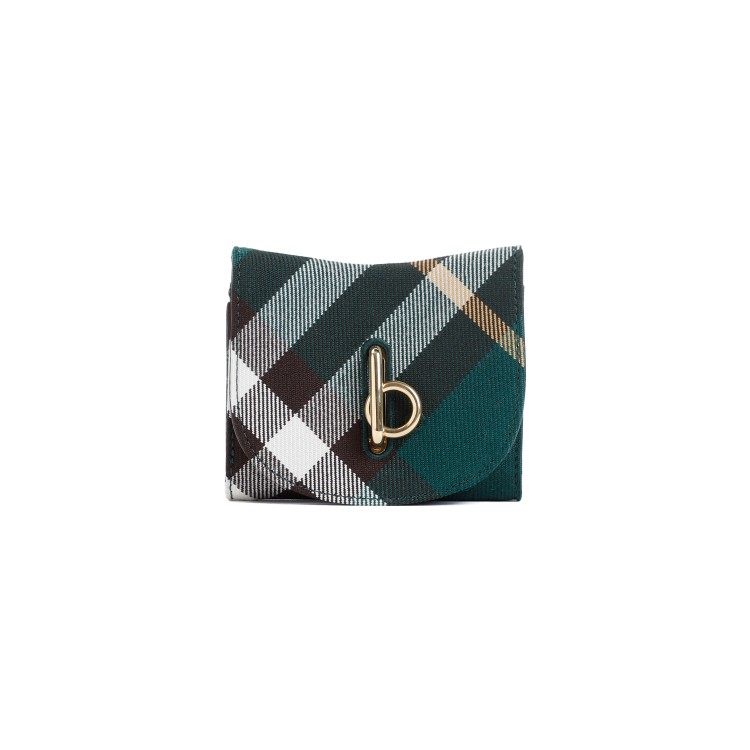 Shop Burberry Rocking Compact Archive Beige Polyester Wallet In Green