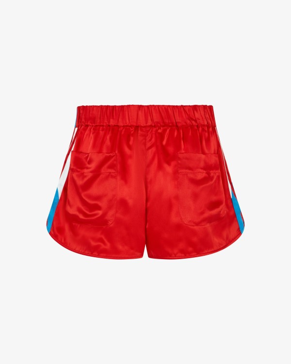 Shop Serena Bute Satin Racer Shorts - Retro Red
