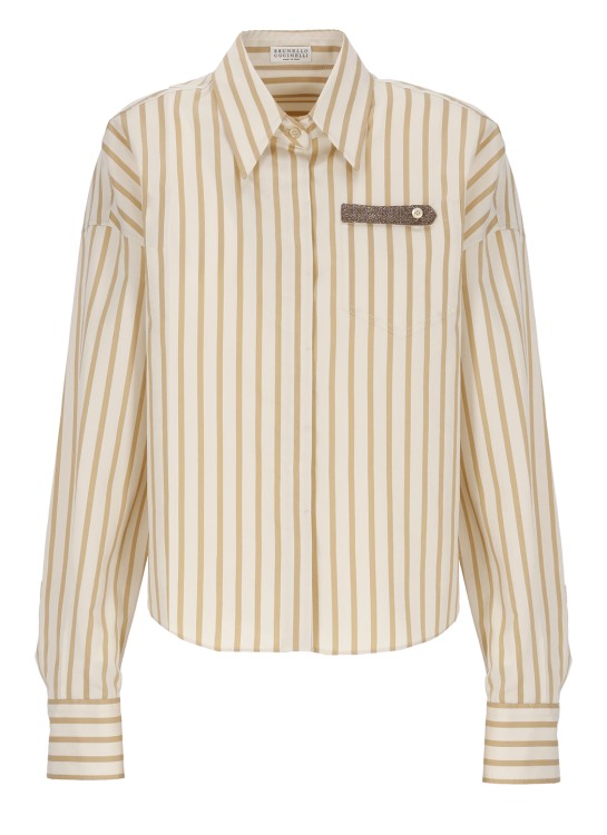 Brunello Cucinelli Cotton And Silk Shirt In Neutrals