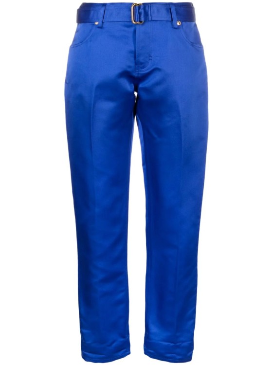 Shop Tom Ford Blue Silk Duchesse Trousers