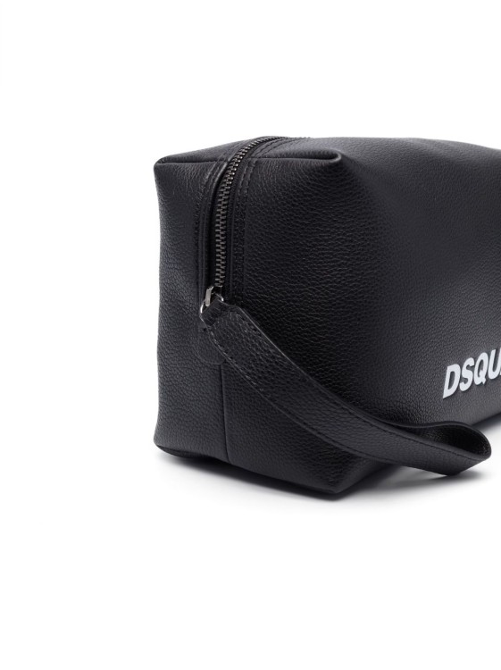 Shop Dsquared2 Logo-print Leather Wash Bag In Black