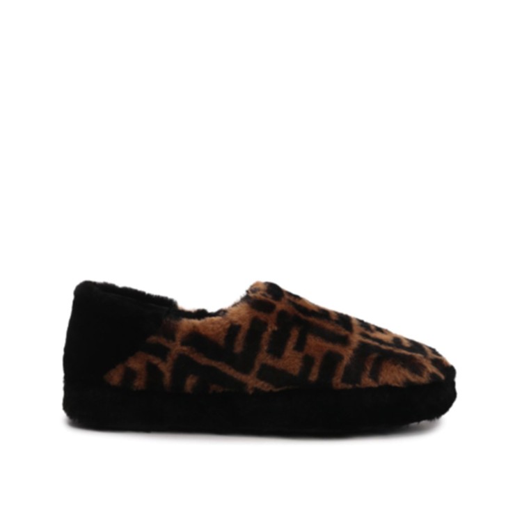 Shop Fendi Brown Fur Slippers In Black