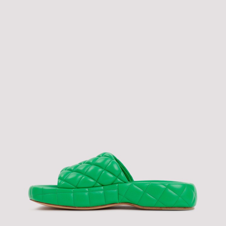 Bottega Veneta Quilted Green Slides With Chunky Sole In Green
