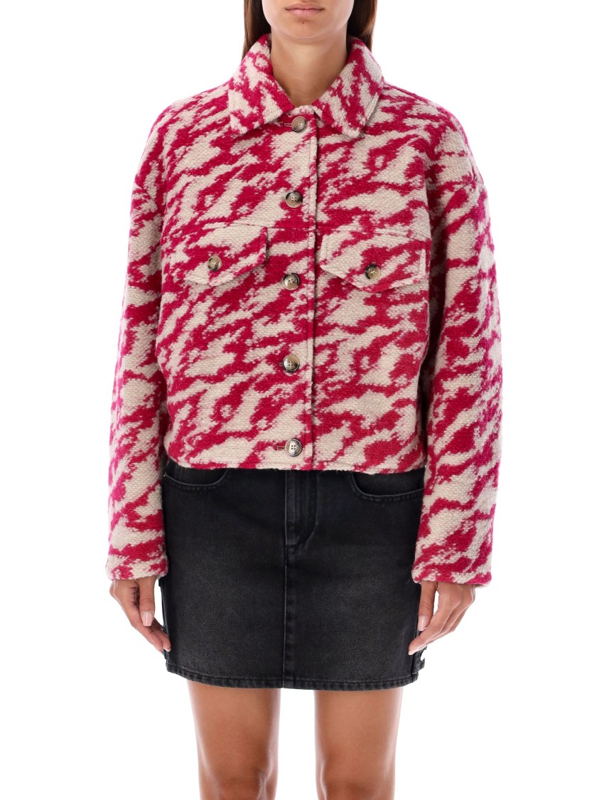 Isabel Marant Étoile Cropped Jacket Patterned Chest Pockets In Pink