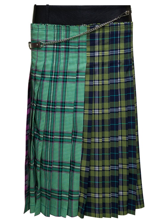 Shop Andersson Bell Midi Multicolor Skirt With Chain And Check Motif In Fabric In Black