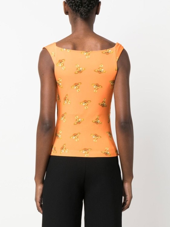 Shop Vivienne Westwood Logo-print Draped Top In Orange