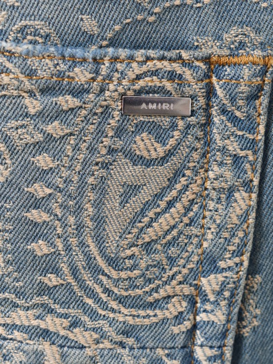 Shop Amiri Cotton Jeans With Paisley Pattern In Blue