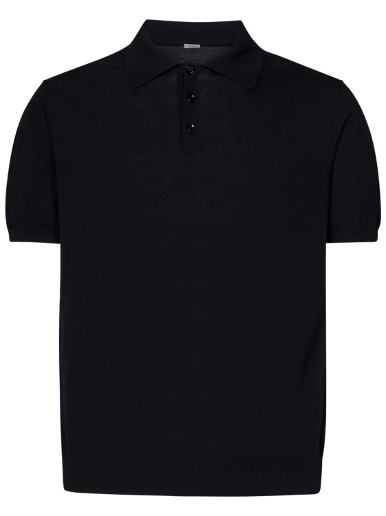 Shop Malo Short-sleeved Knit Polo Shirt In Black