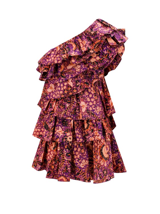 Shop Ulla Johnson Ruffles Cotton Dress In Burgundy