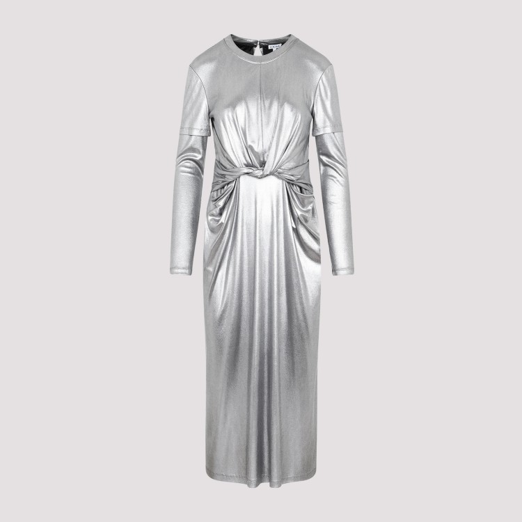 Shop Loewe Silver Draped Dress In Grey