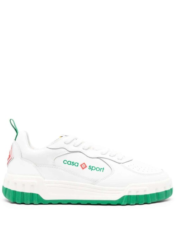 Shop Casablanca Tennis Court Leather Sneakers In White