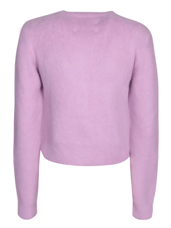 Shop Maison Margiela Crop-cut Angora Wool Blend Cardigan In Pink