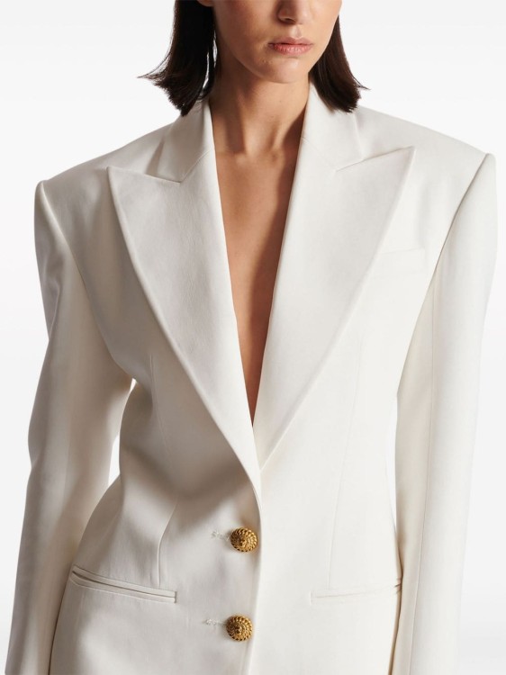 Shop Balmain Single-breasted Blazer In White