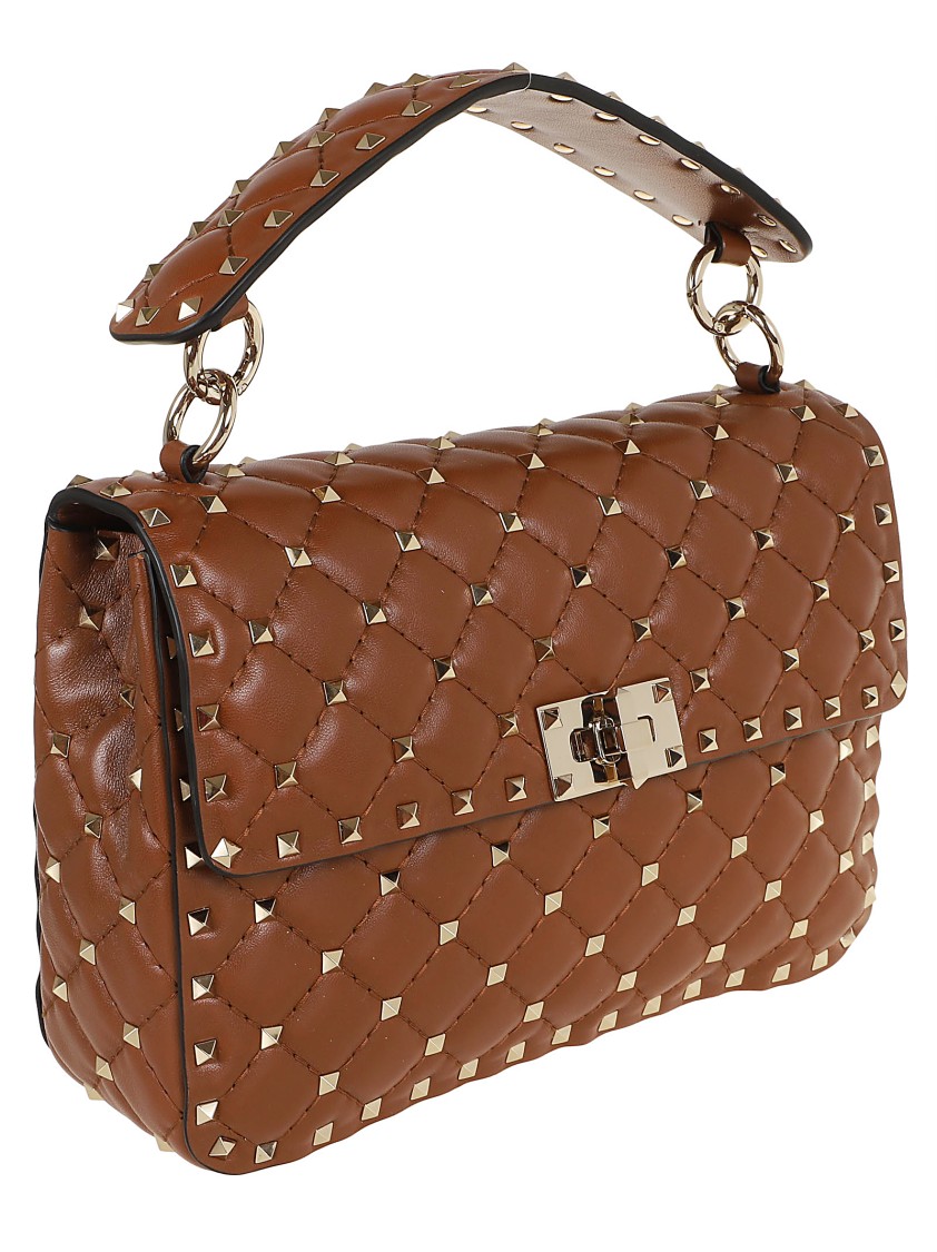 Valentino Medium Shoulder Bag Spike Rockstud In Brown