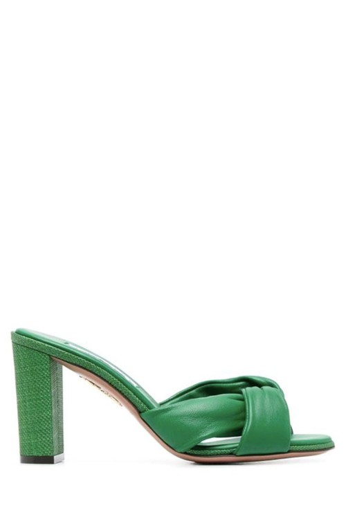 Shop Aquazzura Green Knot Strap Sandals
