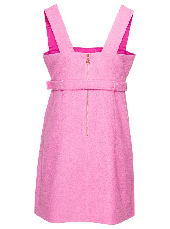 Shop Patou Pink Corsage Belted Minidress In Cotton Blend