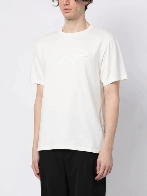 Shop Maison Kitsuné Contour Fox Embroidered T-shirt In White