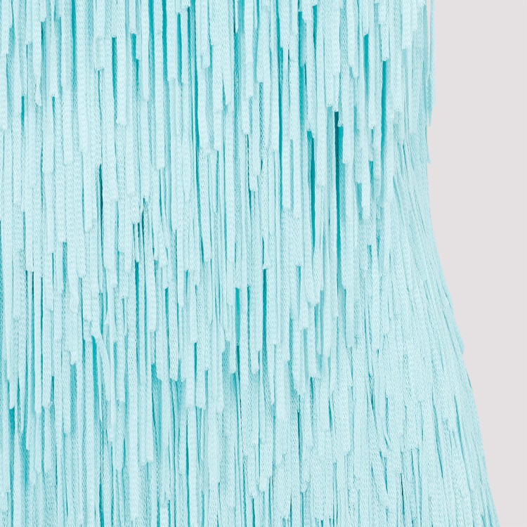 Bottega Veneta Sky Blue Fringed Midi Dress In Blue