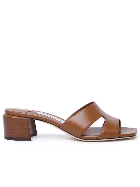 Shop Jimmy Choo Ellison Mule 45' Brown Leather Sandals