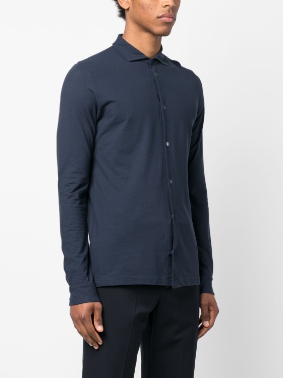 Shop Zanone Blue Long-sleeved Shirt