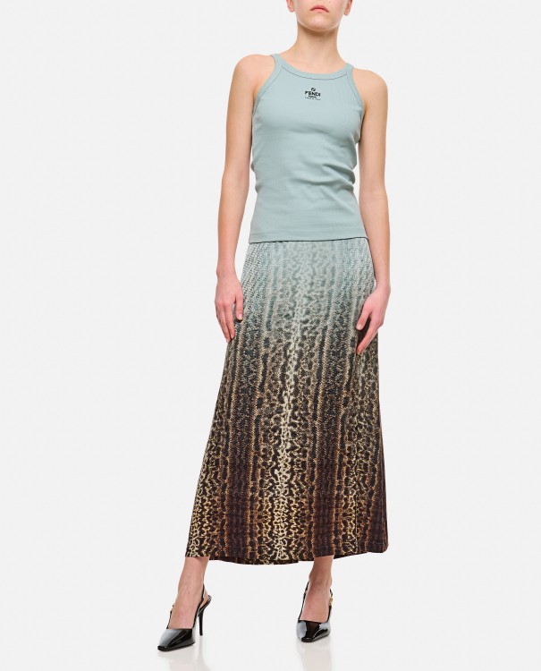 Shop Fendi Shaded Midi Skirt In Grey