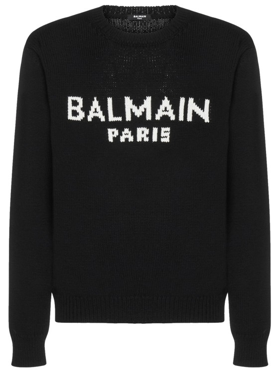Shop Balmain Logo Sweater In Black