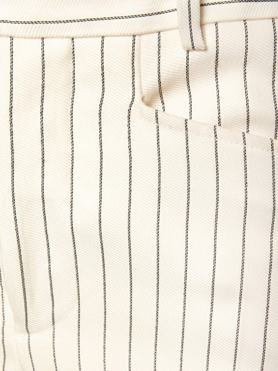 Shop Tom Ford Wool And Silk Trouser With Striped Motif In Neutrals