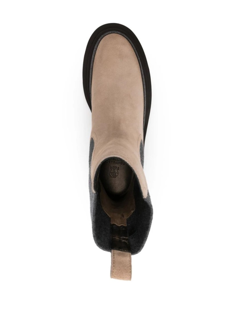 Brunello Cucinelli Suede Chelsea Boots In Brown