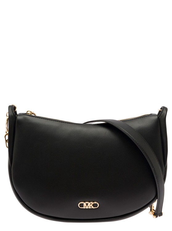 Michael Michael Kors Kendall' Black Shoulder Bag With Metallic Logo In Leather In Black
