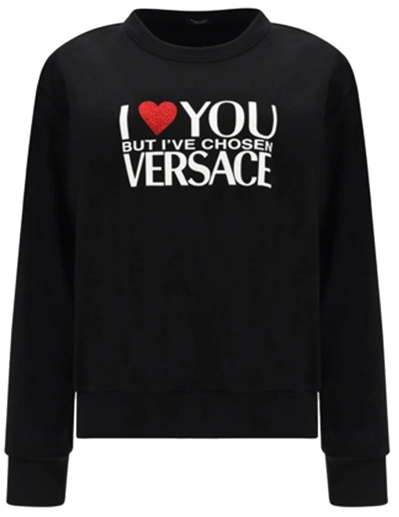 Shop Versace Black Cotton Logo Sweatshirt