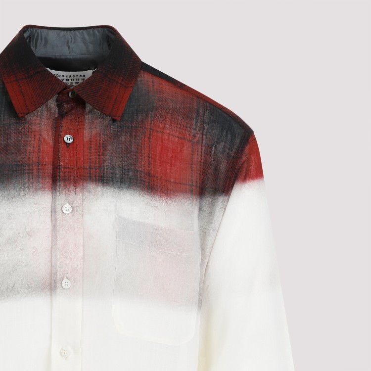 Shop Maison Margiela Ls Red And Black Wool Shirt In Multicolor