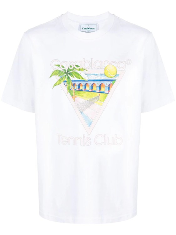 Shop Casablanca White Tennis Club Icon Print T-shirt
