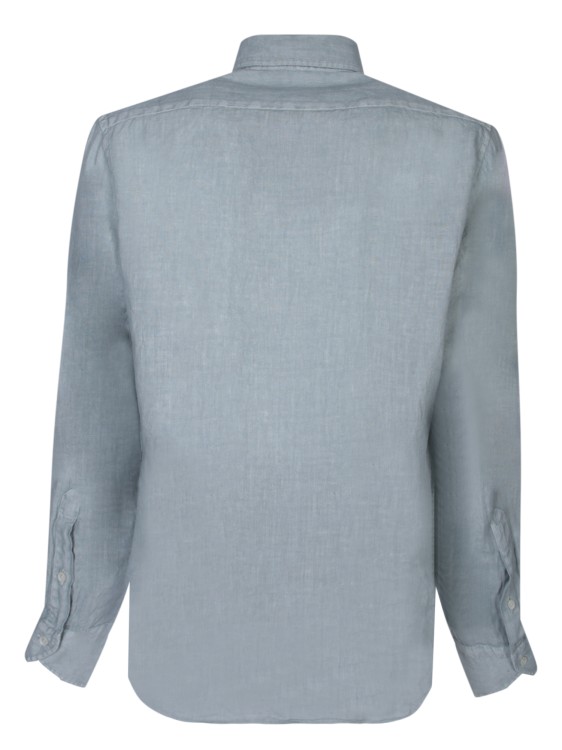 Shop Dell'oglio Long Sleeve Linen Shirt In Grey