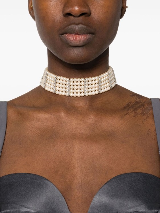 Shop Alessandra Rich Faux-pearl Choker In Silver