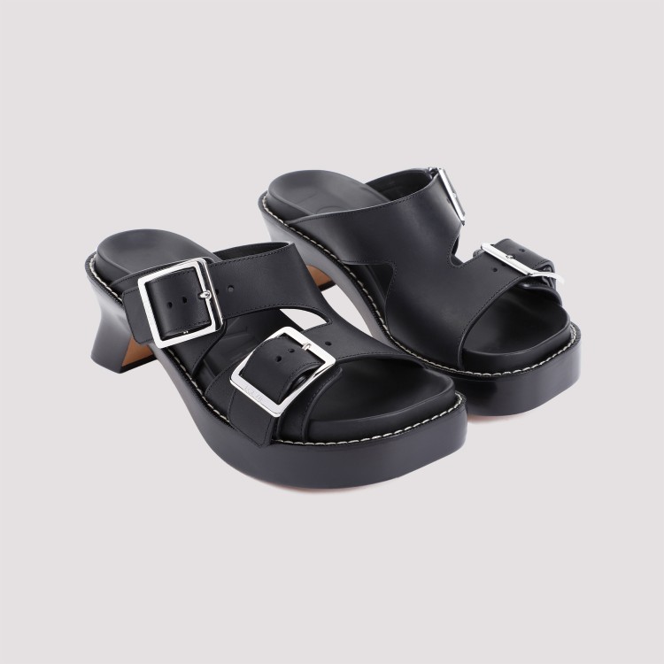 サンダル・ミュール Loewe Sandalo Con Tacco Ease LOEWE Ease embellished textured-leather sandals | NET-A-PORTER