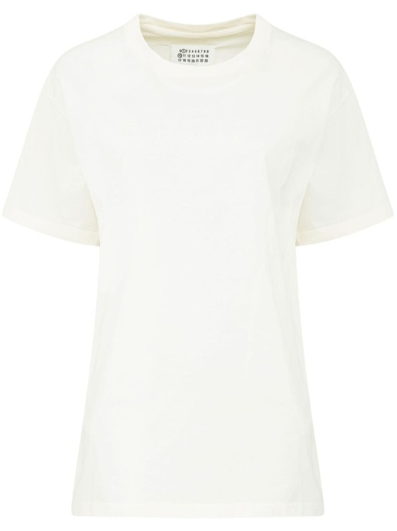 Shop Maison Margiela Crew Neck Logo Print T-shirt In White