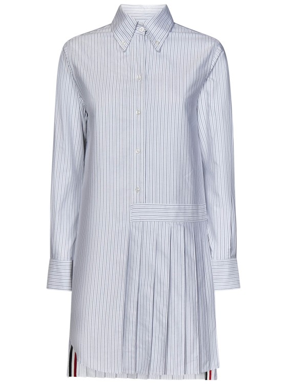 Shop Thom Browne Cotton Poplin Mini Shirtdress In White