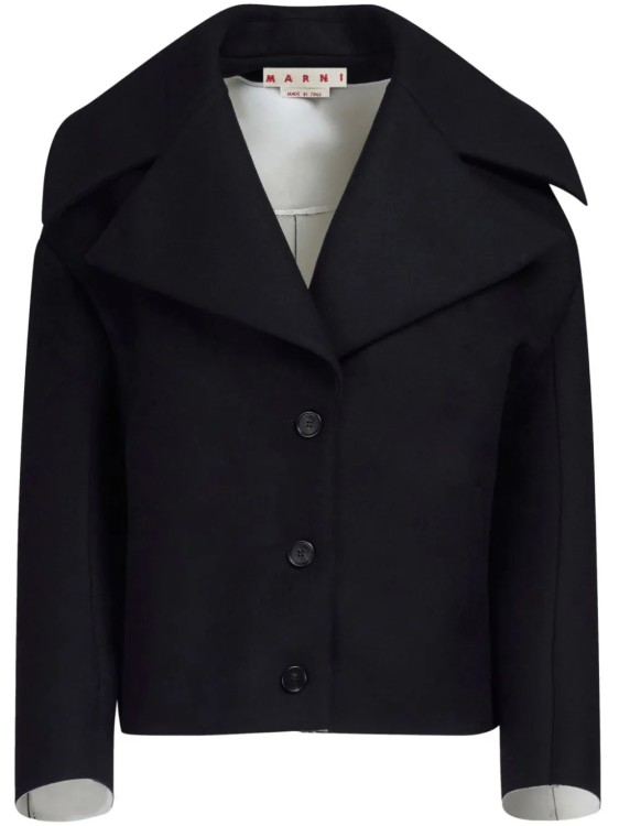 Shop Marni Black  Overized Collar Jacket