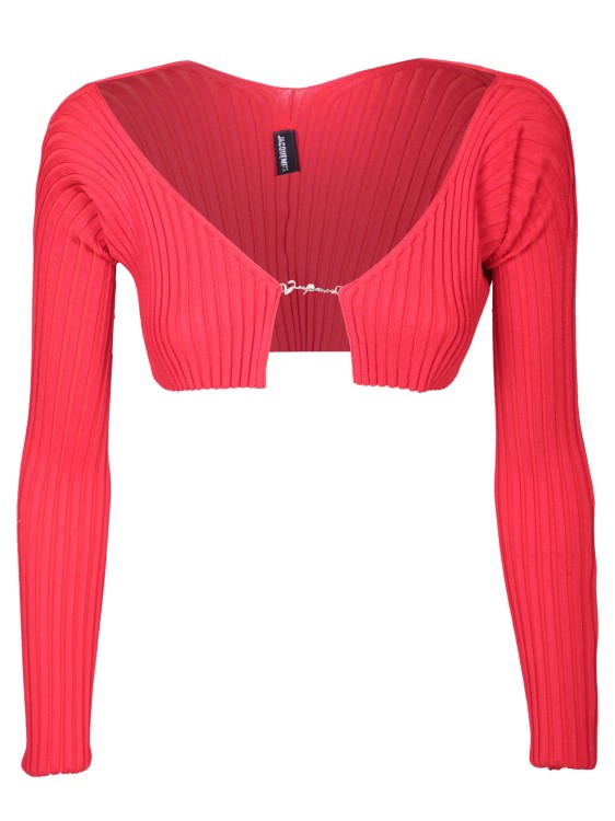 JACQUEMUS RED CROPPED CARDIGANS