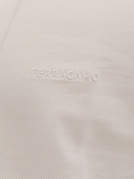 Shop Ferragamo Cotton Polo Shirt With Embroidered Logo In Grey