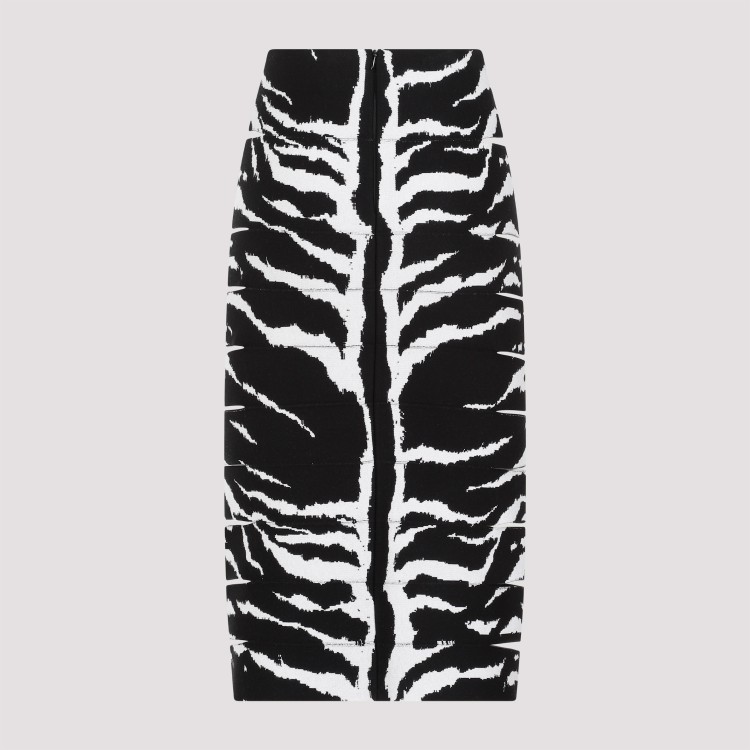 Shop Alaïa Zebra White And Black Viscose Pencil Skirt